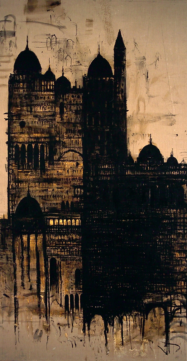 Cattedrale - Febbraio, 2004, tecnica mista su tela, cm 400 x 210.